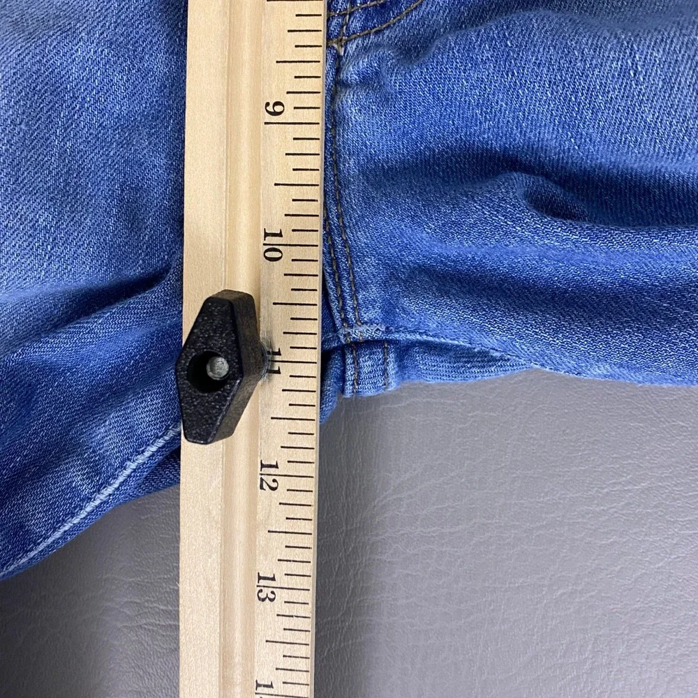 MOTHER The Hustler Ankle Fray Jeans 28 Shaken Not Stirred Blue High Rise Flare - Picture 10 of 14